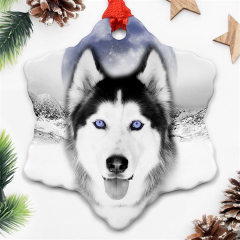 Wolf Moon Mountains Ornament (Snowflake) from ArtsNow.com Front