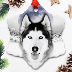 Wolf Moon Mountains Snowflake Ornament (Two Sides) from ArtsNow.com Front