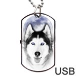 Wolf Moon Mountains Dog Tag USB Flash (One Side)