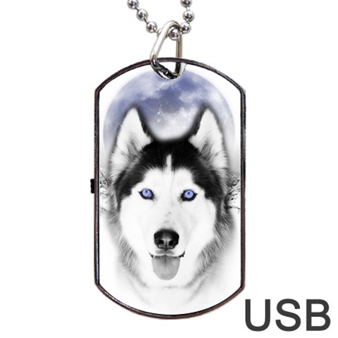 Wolf Moon Mountains Dog Tag USB Flash (Two Sides) from ArtsNow.com Front