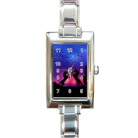 Unicorn Sunset Rectangle Italian Charm Watch from ArtsNow.com Front