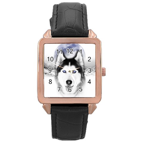 Wolf Moon Mountains Rose Gold Leather Watch  from ArtsNow.com Front