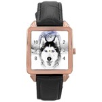 Wolf Moon Mountains Rose Gold Leather Watch 
