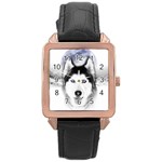 Wolf Moon Mountains Rose Gold Leather Watch 