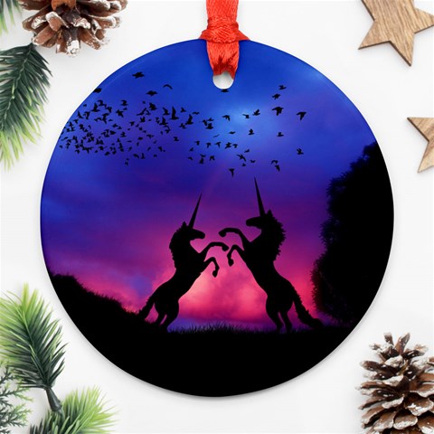 Unicorn Sunset Ornament (Round) from ArtsNow.com Front
