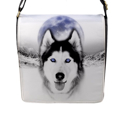 Wolf Moon Mountains Flap Closure Messenger Bag (L) from ArtsNow.com Front