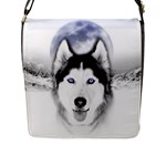 Wolf Moon Mountains Flap Closure Messenger Bag (L)