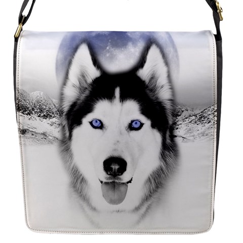 Wolf Moon Mountains Flap Closure Messenger Bag (S) from ArtsNow.com Front