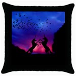 Unicorn Sunset Throw Pillow Case (Black)