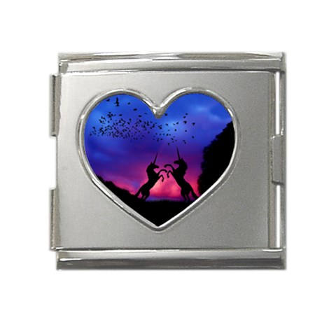 Unicorn Sunset Mega Link Heart Italian Charm (18mm) from ArtsNow.com Front