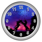 Unicorn Sunset Wall Clock (Silver)