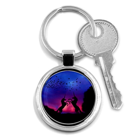 Unicorn Sunset Key Chain (Round) from ArtsNow.com Front