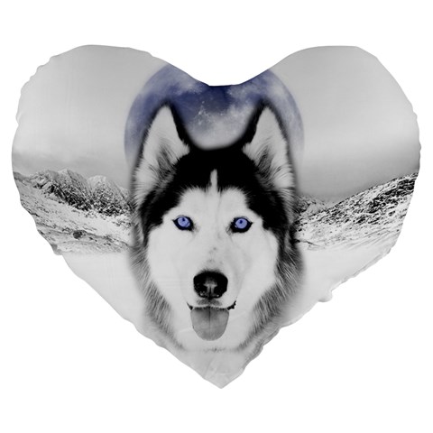 Wolf Moon Mountains Large 19  Premium Flano Heart Shape Cushion from ArtsNow.com Front