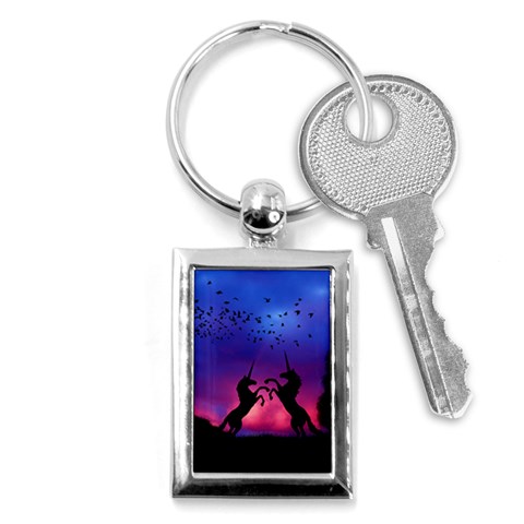 Unicorn Sunset Key Chain (Rectangle) from ArtsNow.com Front