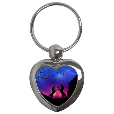 Unicorn Sunset Key Chain (Heart) from ArtsNow.com Front