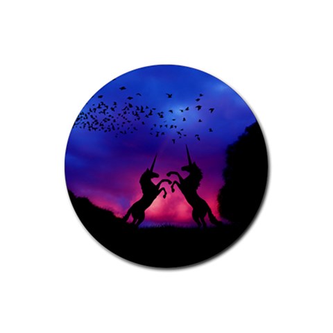 Unicorn Sunset Rubber Coaster (Round) from ArtsNow.com Front