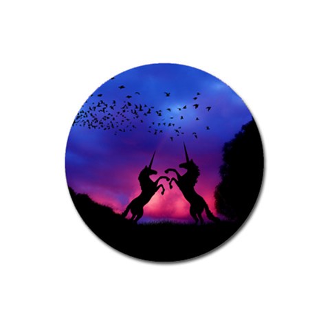 Unicorn Sunset Magnet 3  (Round) from ArtsNow.com Front