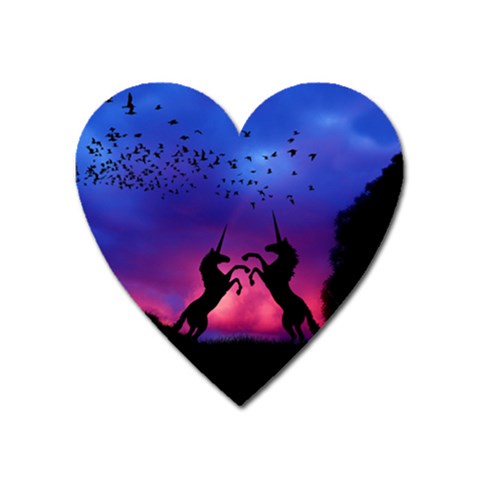 Unicorn Sunset Magnet (Heart) from ArtsNow.com Front