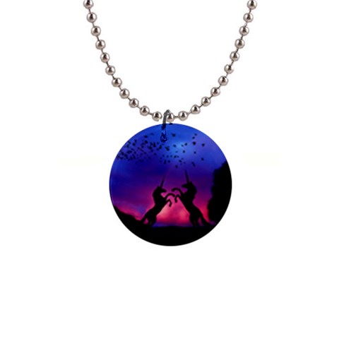 Unicorn Sunset 1  Button Necklace from ArtsNow.com Front