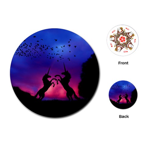 Unicorn Sunset Playing Cards (Round) from ArtsNow.com Front