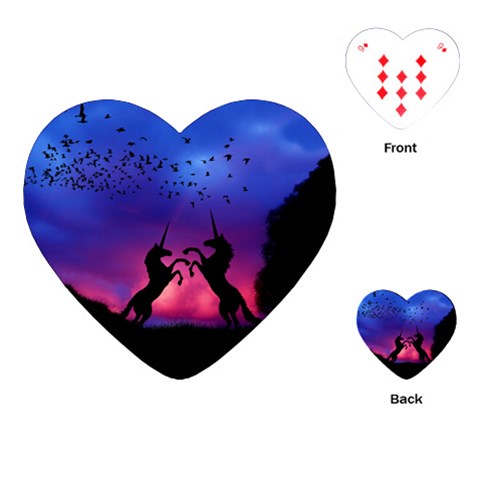 Unicorn Sunset Playing Cards (Heart) from ArtsNow.com Front