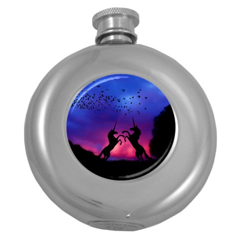 Unicorn Sunset Hip Flask (5 oz) from ArtsNow.com Front