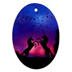 Unicorn Sunset Oval Ornament (Two Sides)