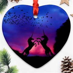 Unicorn Sunset Heart Ornament (Two Sides) from ArtsNow.com Front