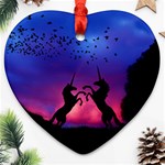 Unicorn Sunset Heart Ornament (Two Sides)