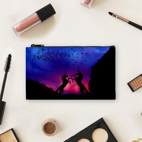 Unicorn Sunset Cosmetic Bag (Small) from ArtsNow.com Front