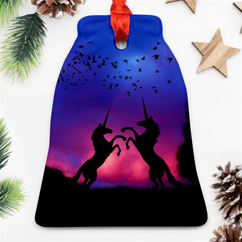 Unicorn Sunset Ornament (Bell) from ArtsNow.com Front