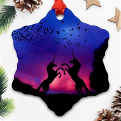 Unicorn Sunset Snowflake Ornament (Two Sides) from ArtsNow.com Front