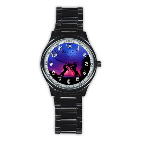 Unicorn Sunset Stainless Steel Round Watch from ArtsNow.com Front