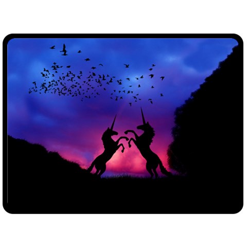 Unicorn Sunset Double Sided Fleece Blanket (Large) from ArtsNow.com 80 x60  Blanket Front