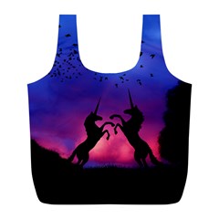 Unicorn Sunset Full Print Recycle Bag (L) from ArtsNow.com Front