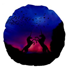Unicorn Sunset Large 18  Premium Flano Round Cushion  from ArtsNow.com Front