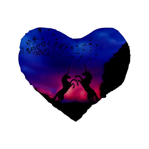 Unicorn Sunset Standard 16  Premium Flano Heart Shape Cushion  from ArtsNow.com Front