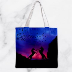 Unicorn Sunset Zipper Grocery Tote Bag from ArtsNow.com Front