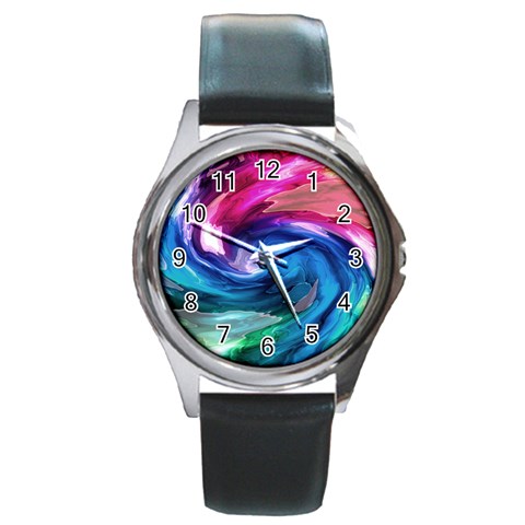 Water Paint Round Metal Watch from ArtsNow.com Front