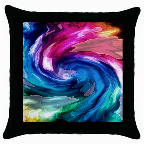 Water Paint Throw Pillow Case (Black) from ArtsNow.com Front