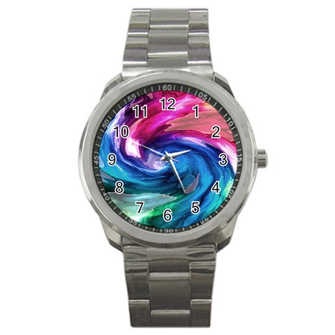 Water Paint Sport Metal Watch from ArtsNow.com Front