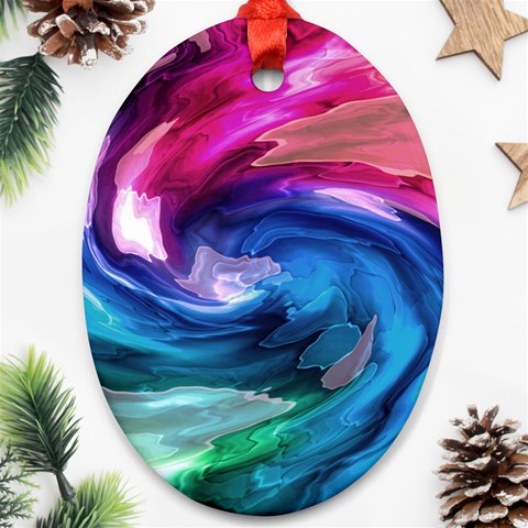 Water Paint Oval Ornament (Two Sides) from ArtsNow.com Front