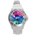 Water Paint Round Plastic Sport Watch (L)