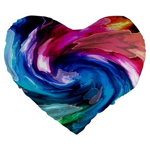 Water Paint Large 19  Premium Heart Shape Cushion from ArtsNow.com Front