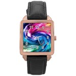 Water Paint Rose Gold Leather Watch 