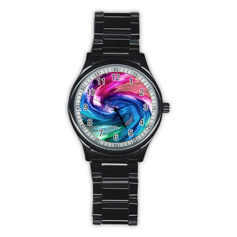 Water Paint Stainless Steel Round Watch from ArtsNow.com Front