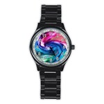 Water Paint Stainless Steel Round Watch