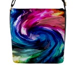 Water Paint Flap Closure Messenger Bag (L)