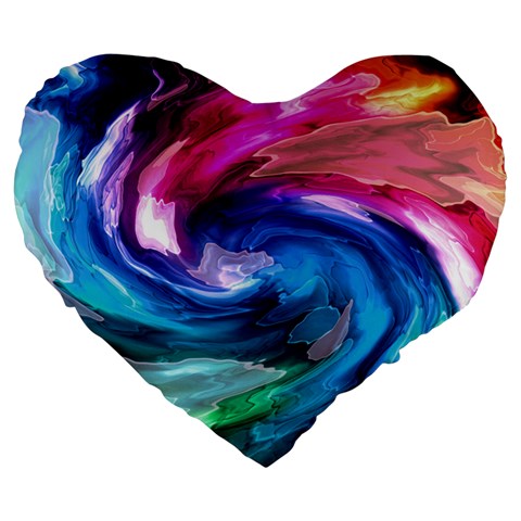 Water Paint Large 19  Premium Flano Heart Shape Cushion from ArtsNow.com Front