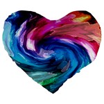 Water Paint Large 19  Premium Flano Heart Shape Cushion